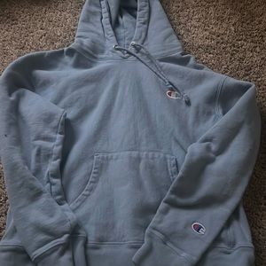 champion women’s light blue hoodie~